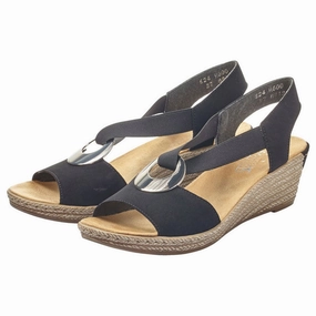 Grip Tread Ergonomic Design Rieker Fanni H6 Wedge Sandal Black (Women's)