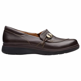 Clarks Certina Ease Dark Brown Leather Slip-On (Women's) Comfortable Straps