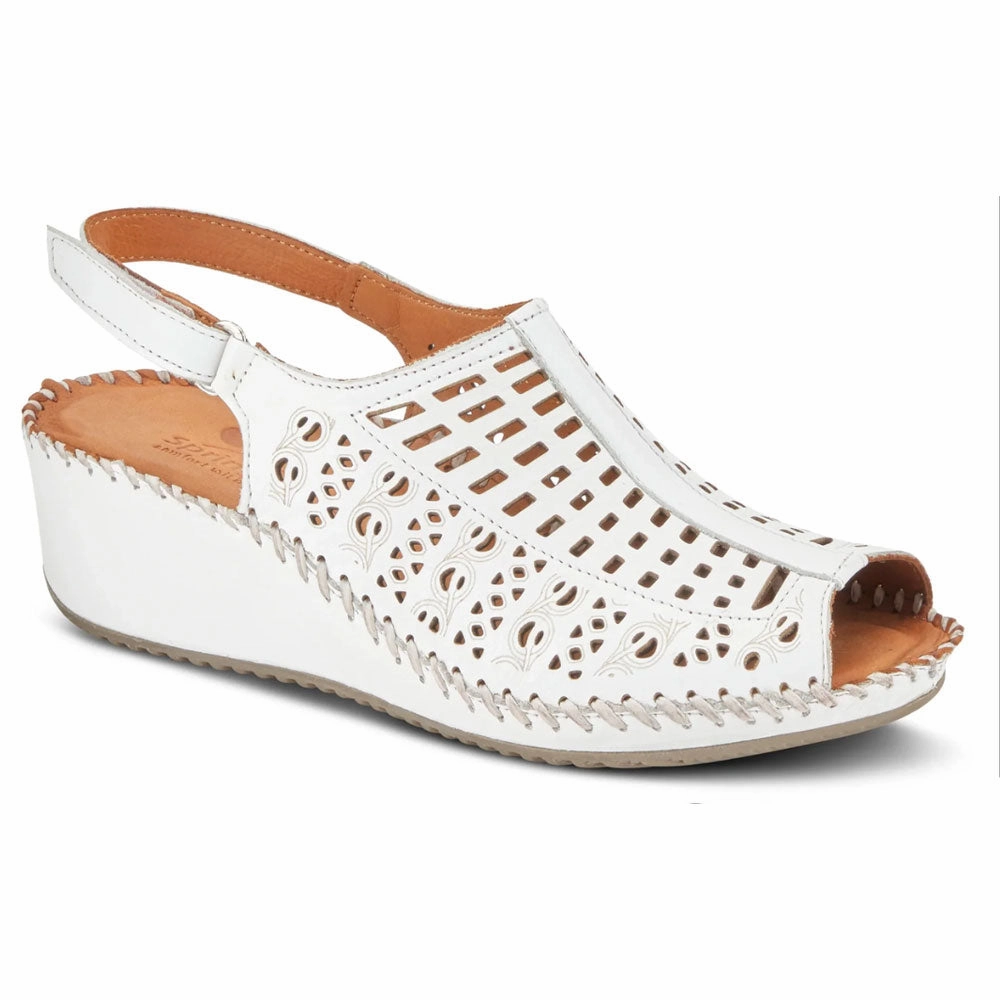 Supportive slip resistant texture Spring Step Bohemianish Sandal White Leather (Women's)