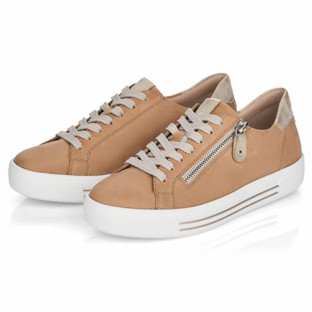Comfort Enhancement Plain Tone Remonte Alina 03 Sand/Muschel Sneaker (Women's)