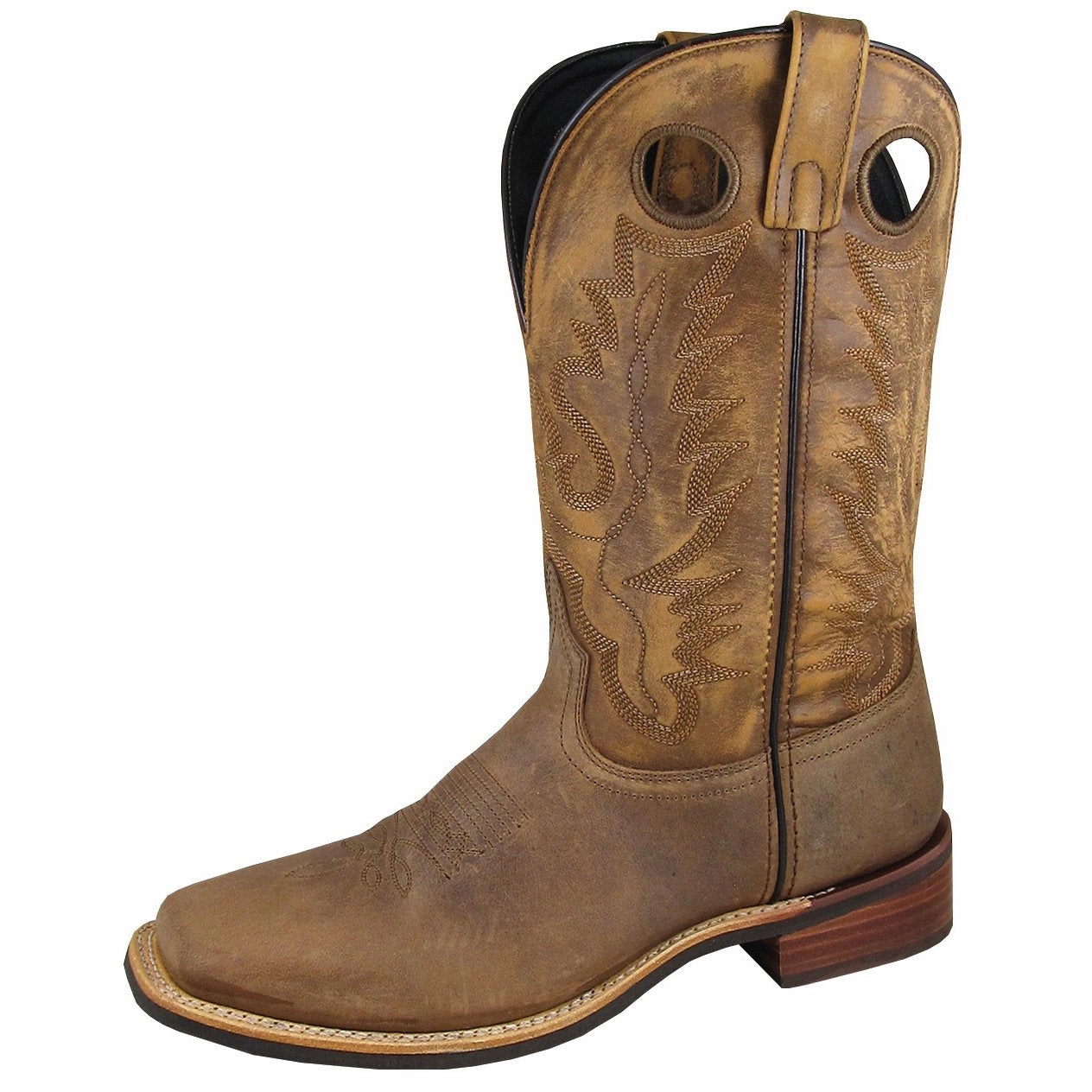 Smoky Mountain Men's Timber 11" Brown Distress Cowboy Boot Modern Minimal Textile Lining