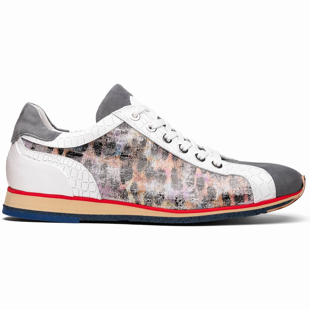 Secure look 66-250-GRY LEO Sueded Italian Goatskin Sneakers Grey Multi