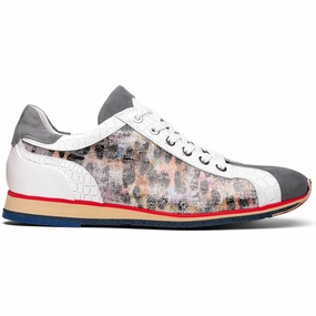 Secure look 66-250-GRY LEO Sueded Italian Goatskin Sneakers Grey Multi