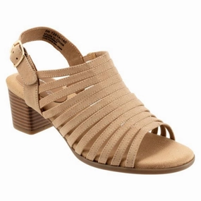 Trotters Midge Beige Suede Sandal (Women's) Mood Boost Stretchable