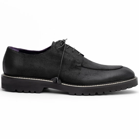 26-224-BLK CAMPO Sueded Goatskin Lace Up with Wax Finish, Black thick - soled Thermoregulation Layer