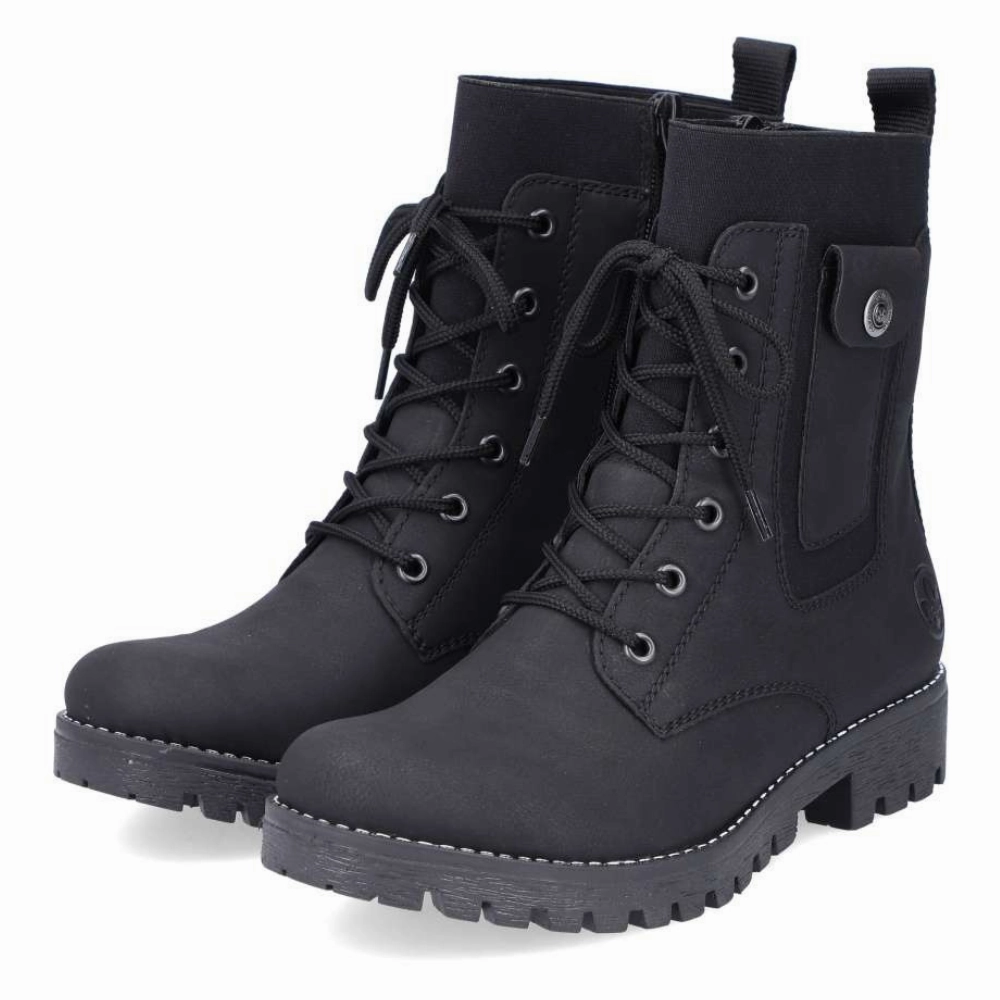 Moisture Wicking Layer Rieker Payton 40 Black Biker Boot (Women's)