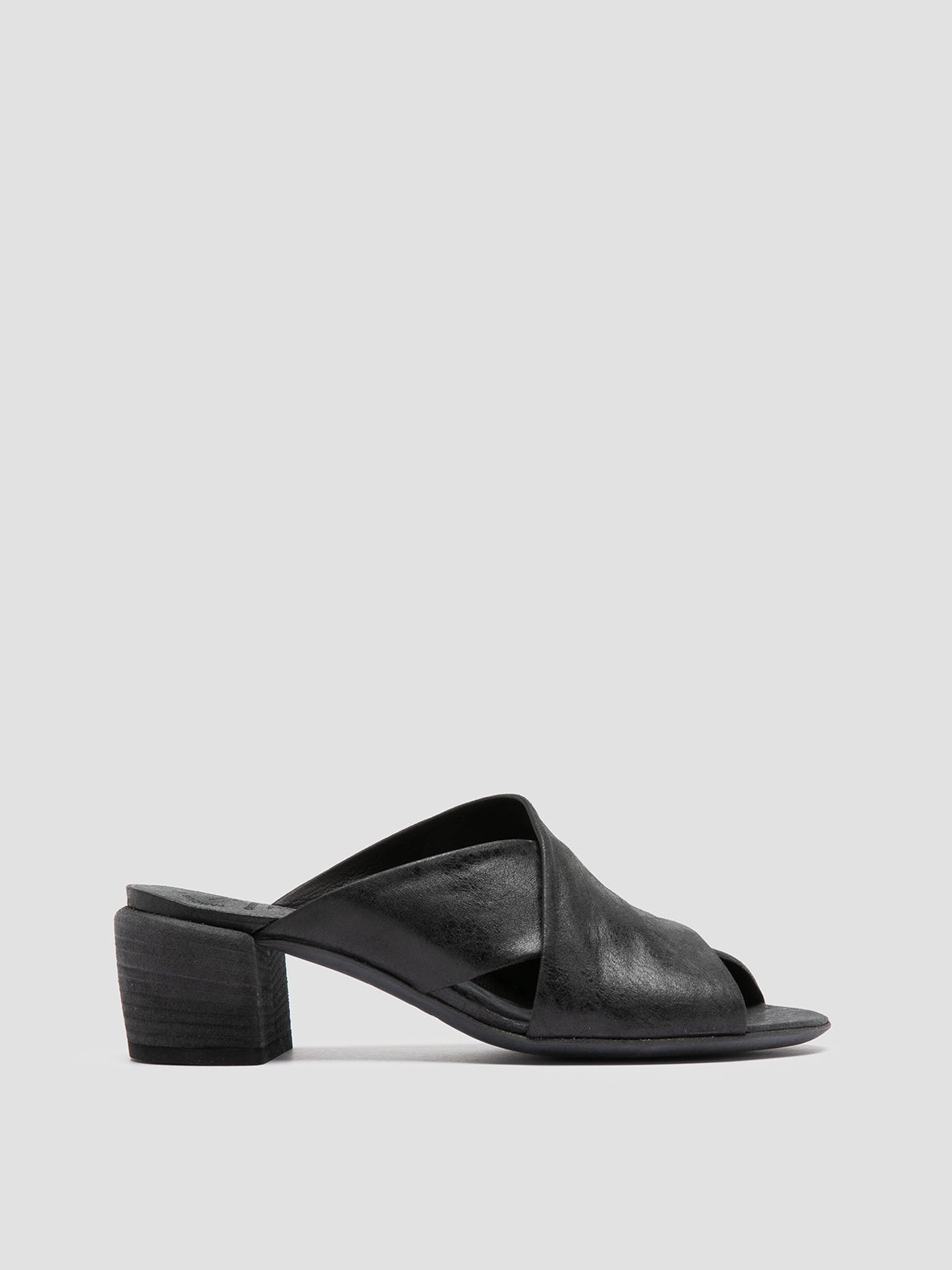 HADRY 007 - Black Leather Slide Sandals Low Weight