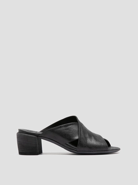 HADRY 007 - Black Leather Slide Sandals Low Weight