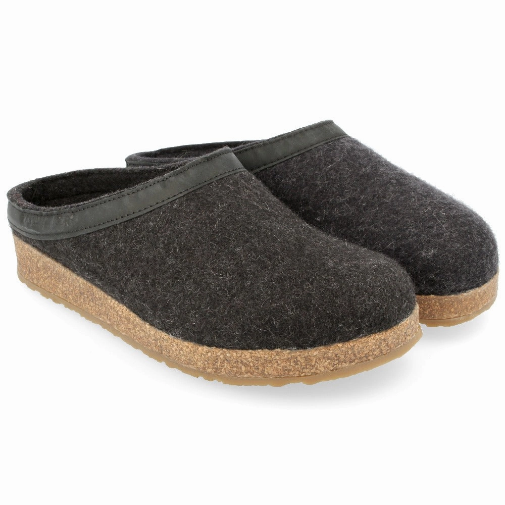 Toe Cap Haflinger GZL Slipper Clog Charcoal (Women's & Men's)