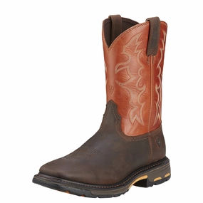 Construction Ready Comfort Lining Rainy Days ARIAT Men's WorkHog Wide Square Toe Boot - Dark Earth/Brick