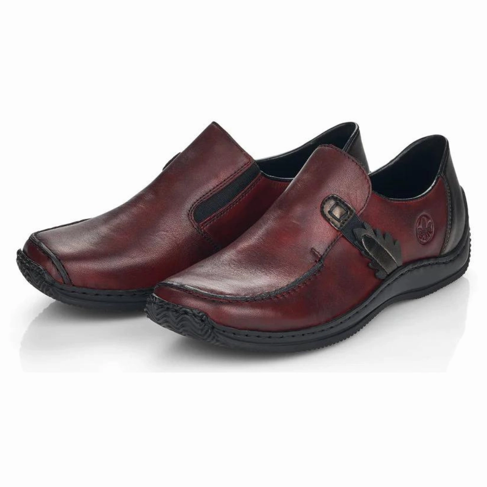 Spin Hike Rieker L1759 Burgundy Leather Slip-On (Women's)