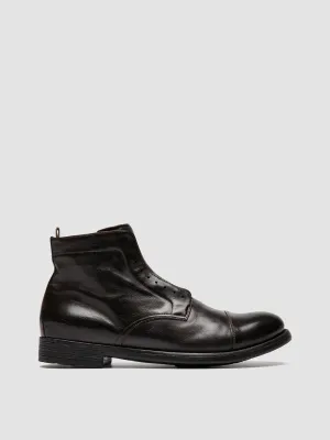 HIVE 005 - Brown Leather Zipped Boots Mid Top