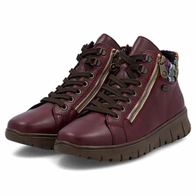 Rieker Heike 05 Vino/Orange Multi Zip Boot (Women's) Fashion Walk On-The-Go