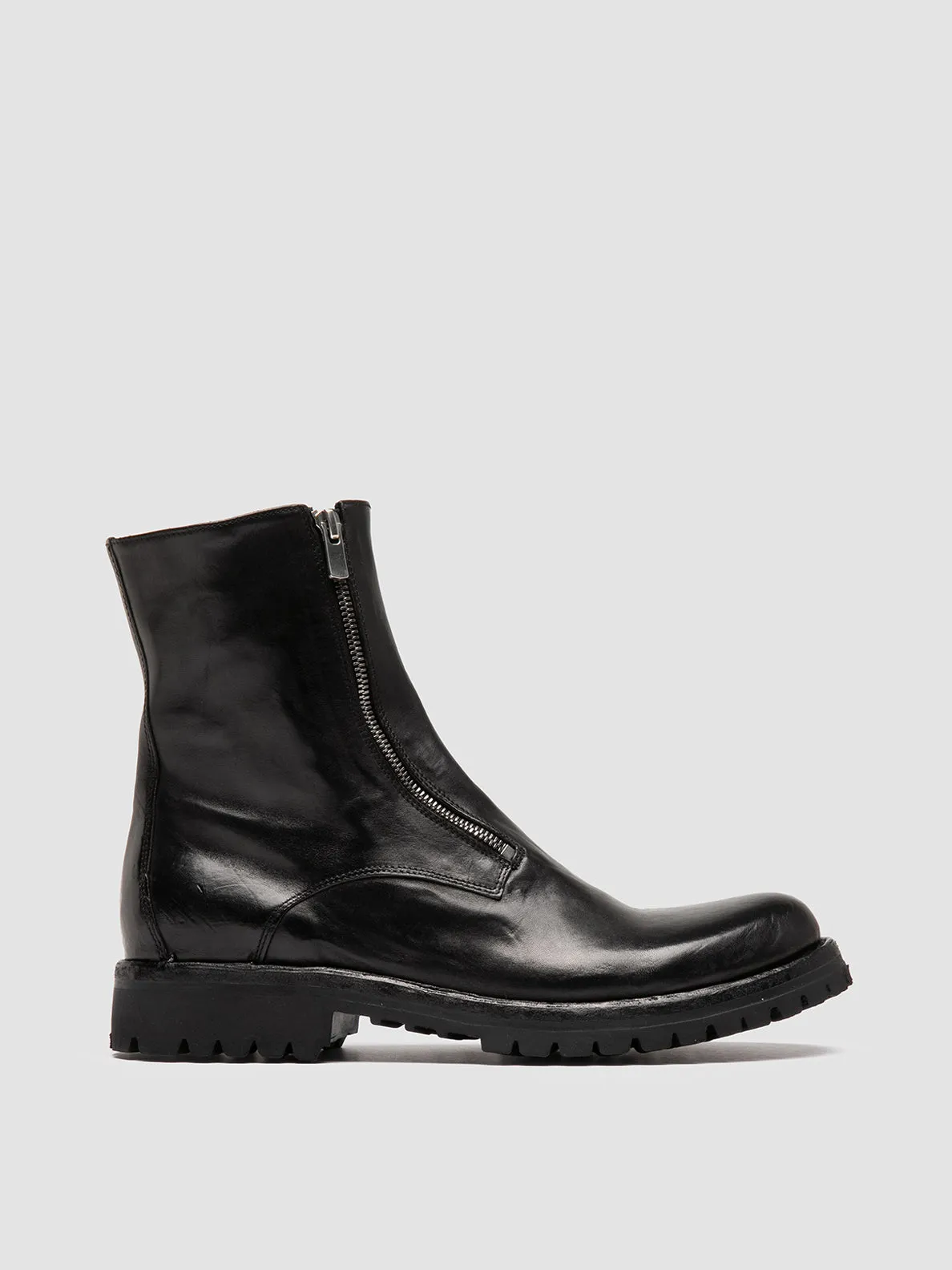 Comfort Cushioning IKONIC 012 - Black Leather Zipped Boots