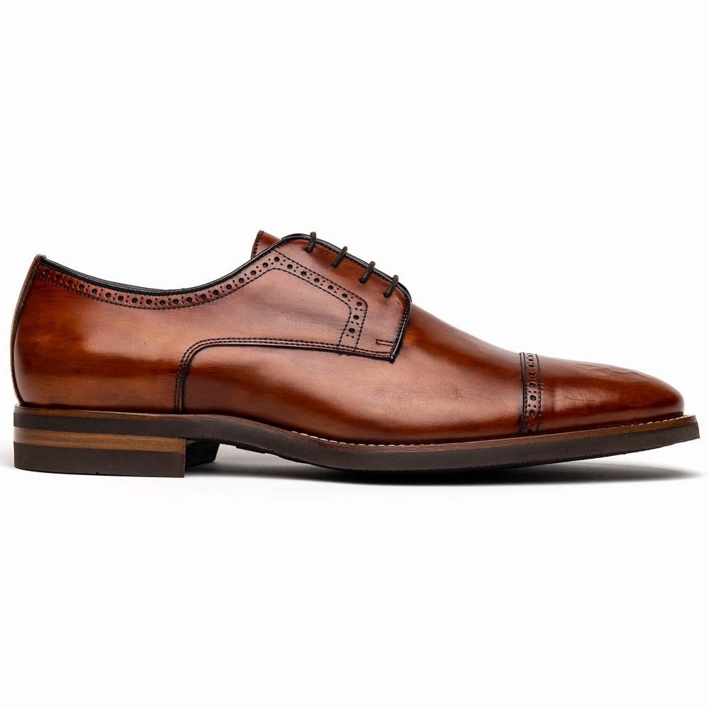 School Style 25-548-CGN GIOVANNI Italian Calfskin Lace Up Cognac