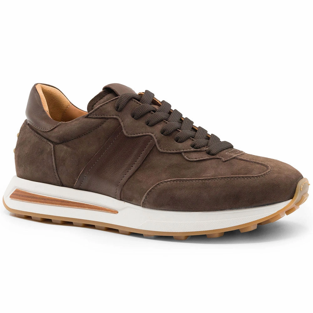Thermoregulation Technology 66-265-NIC ROXI Suede & Calfskin Sneaker, Nicotine