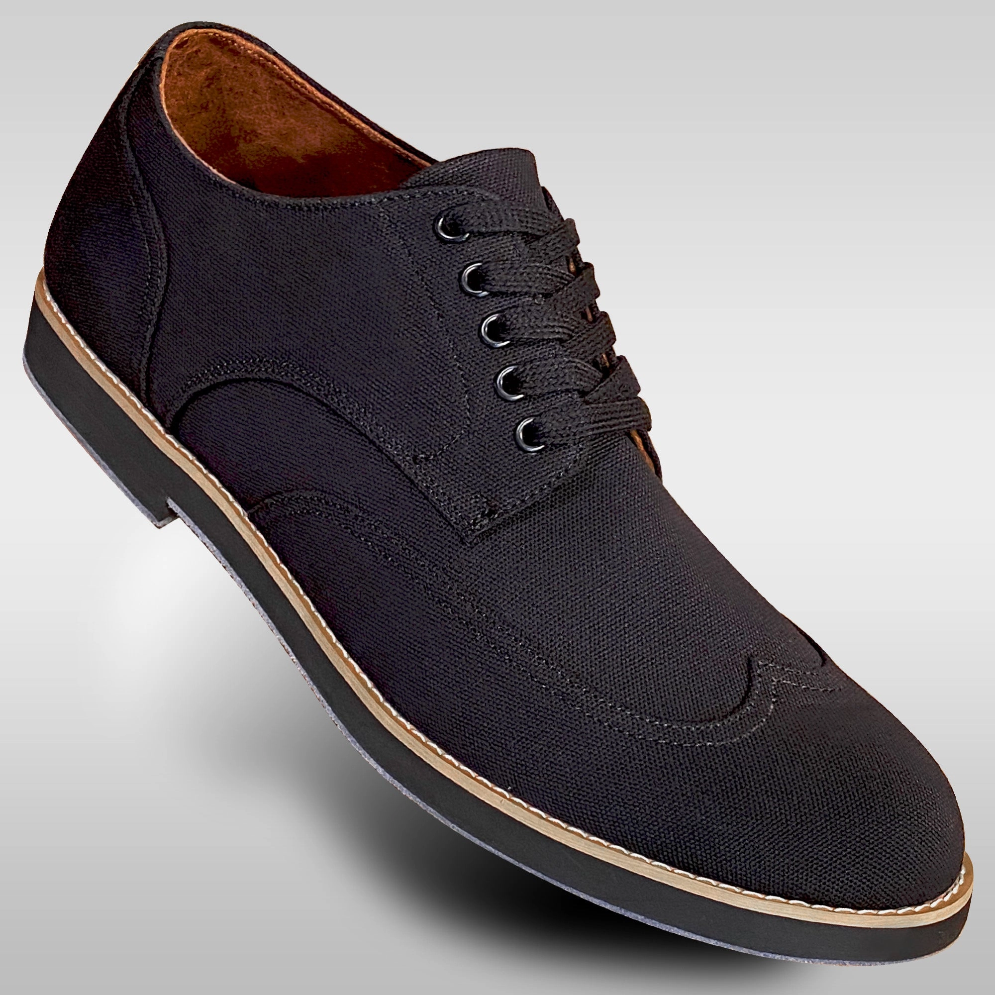 hook - and - loop closure All-day style Aris Allen Men's Black Canvas Wingtip Feather Light Dance Shoes