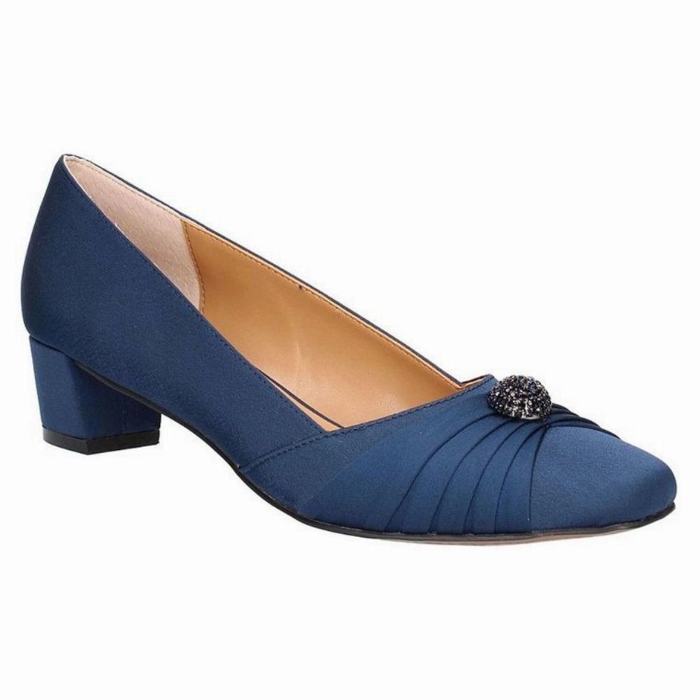Perfect Pick Stand Out Design J. Renee Lariel Navy Satin Dress Pump (Women's)
