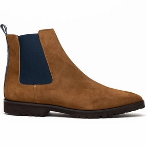 46-210-CGN GIANNA Suede Chelsea Boot, Cognac Anti microbial Seamless Comfort Daily Walks