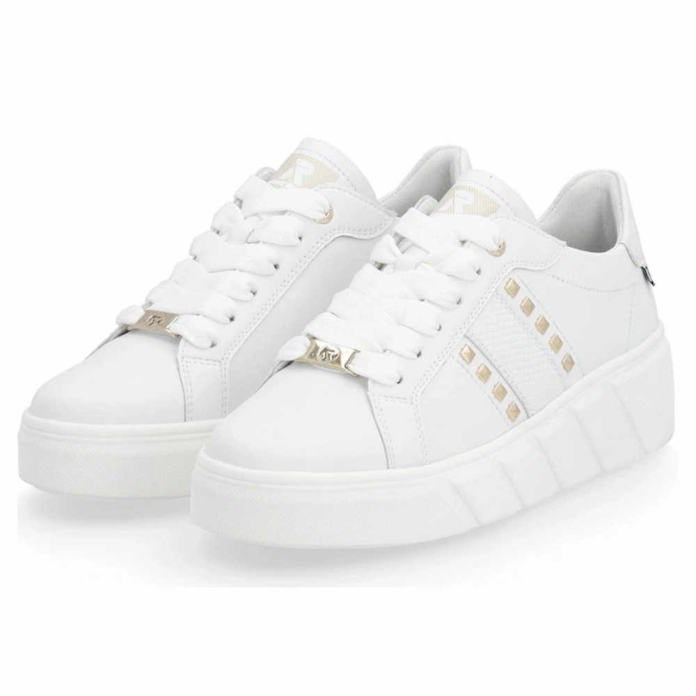 Rieker Carla 06 White Leather Sneaker (Women's) Wind Step All Round