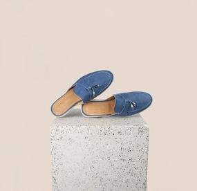 Lisa Slide Sneaker Tassels - Dark Denim Suede Resilient Sole