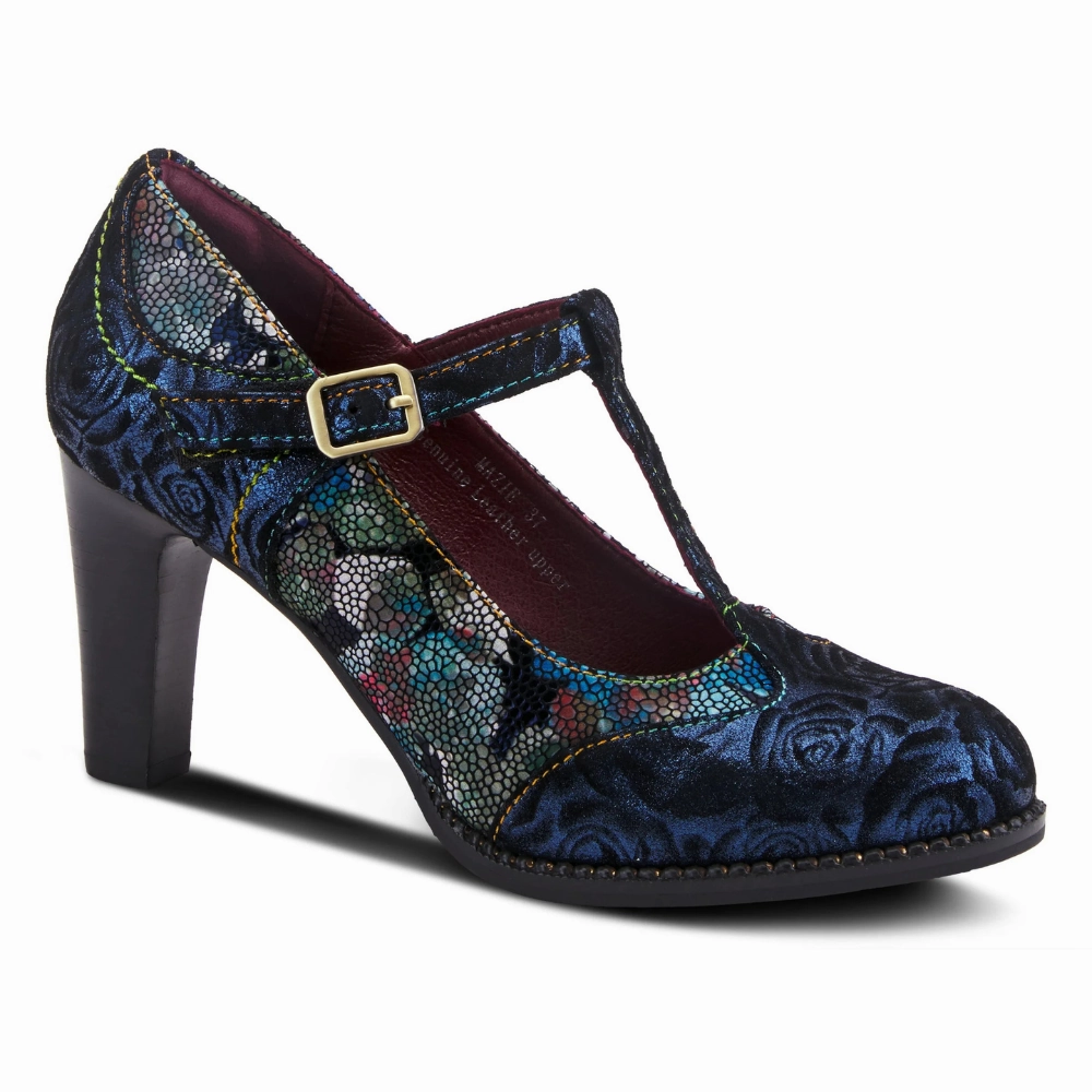 L'Artiste By Spring Step Mazie Navy Multi Heel (Women's) Summer Edge Soft Insole