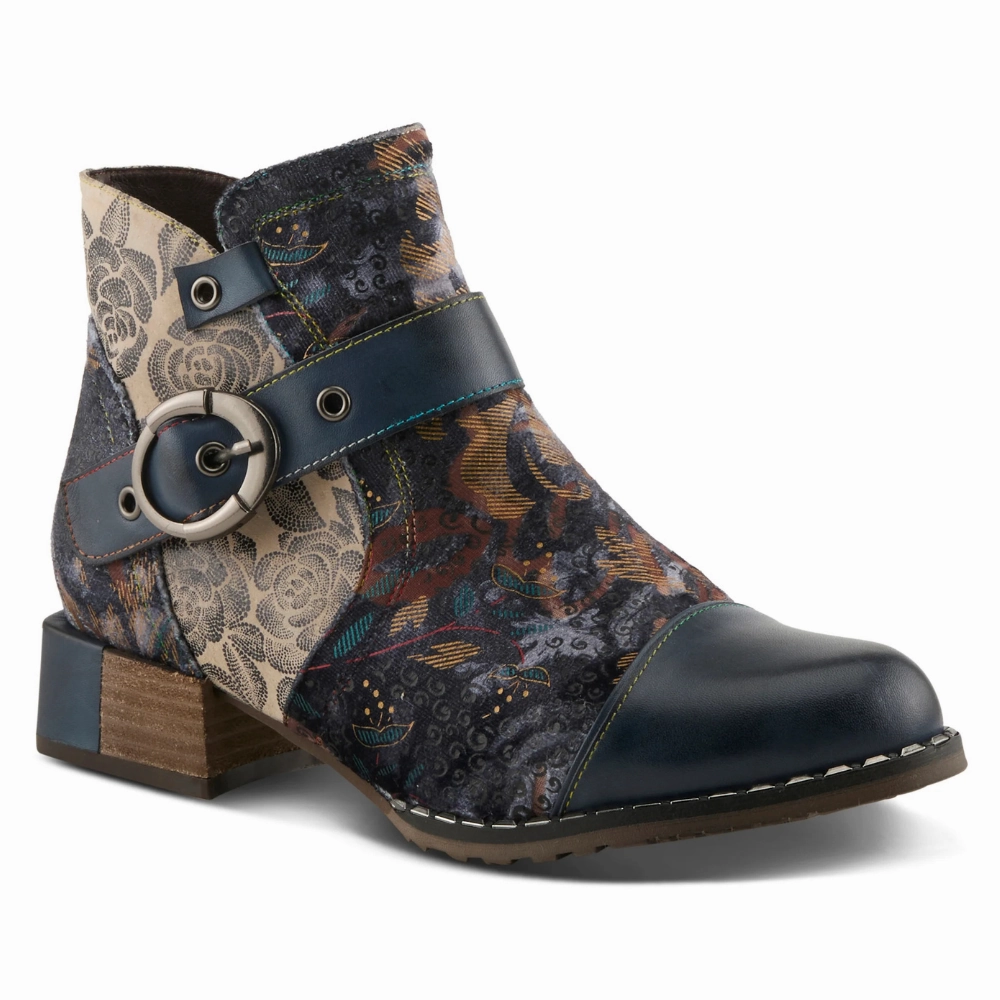 L'artiste By Spring Step Sipperb Navy Multi Leather Boot (Women's) Plush Walk