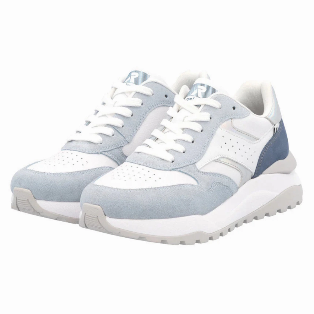 Quick Dry Textiles Rieker Akilah 00 Blue/White Leather Sneaker (Women's)