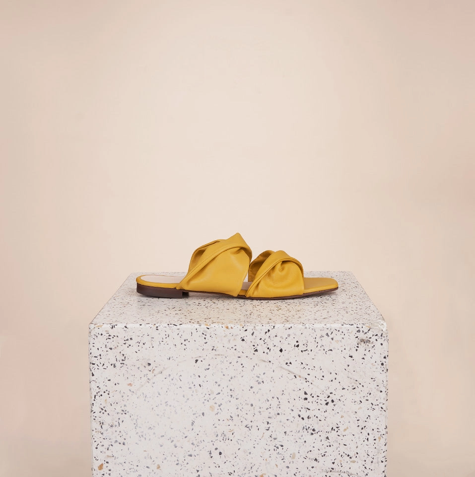 Lido - Mustard Nappa Sandals Elastic Strap Embellished