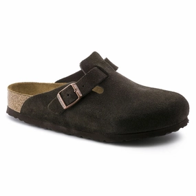 Birkenstock Boston Mocha Suede Soft Footbed Clog (Unisex) Ankle friendly
