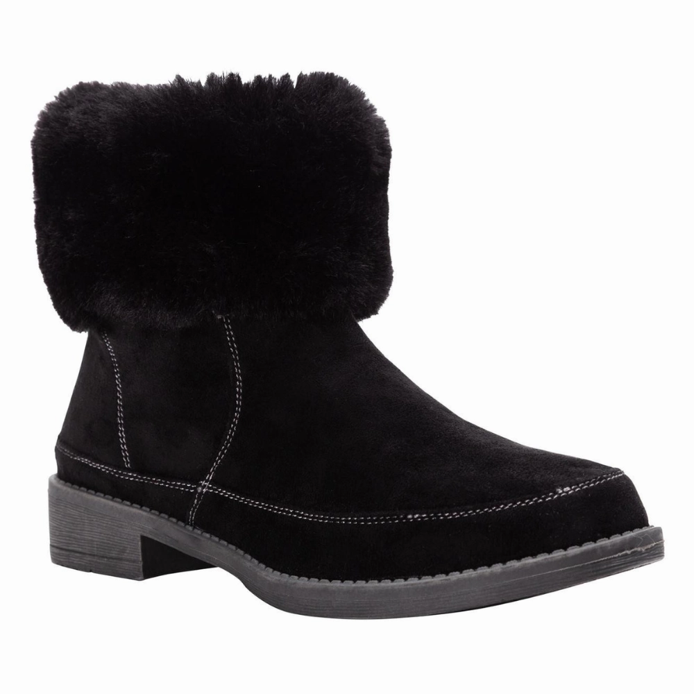 Slip Easy Propet Tabitha Faux Fur Ankle Black Boot (Women's)