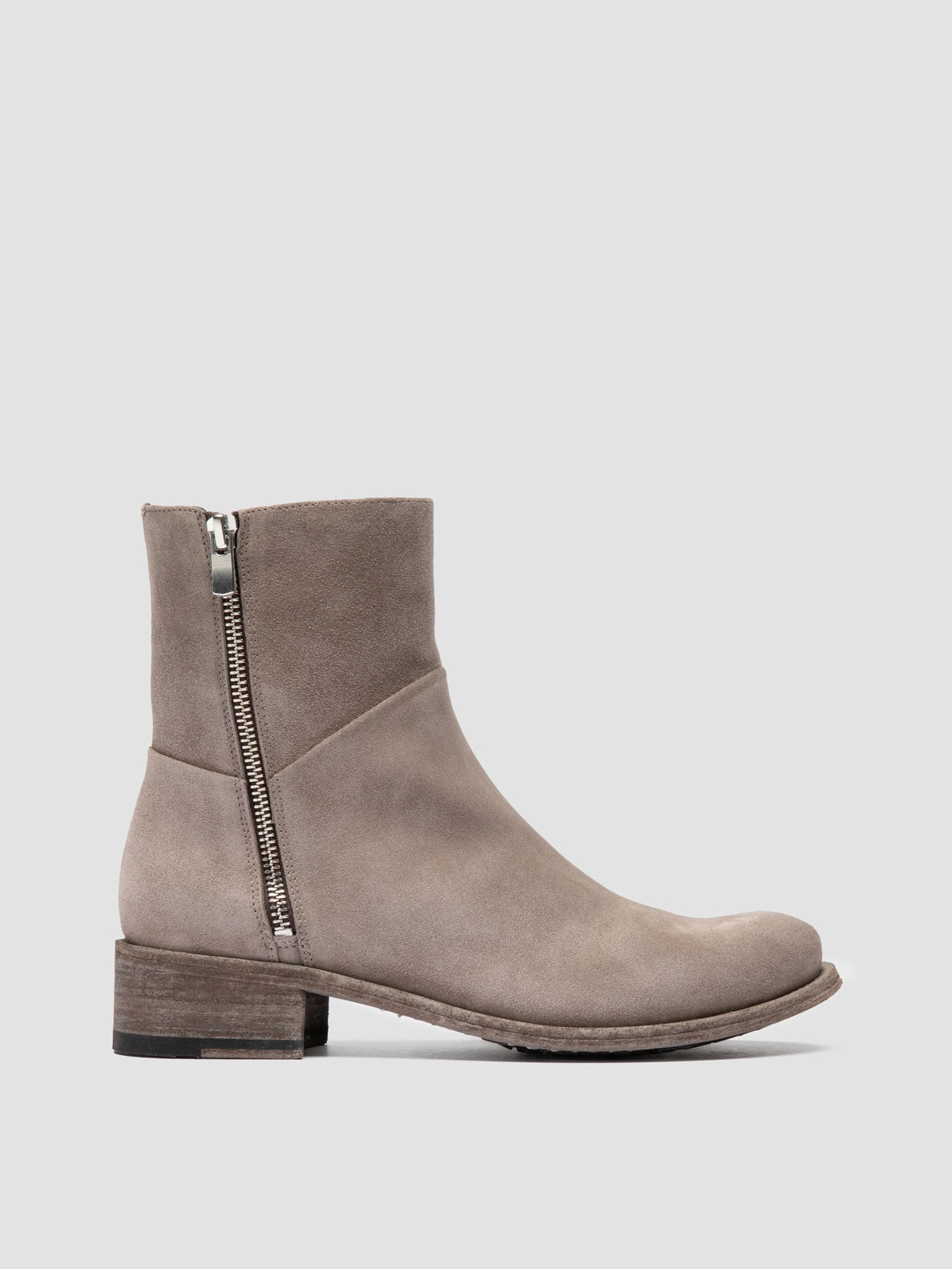 LISON 066 - Grey Suede Zipped Boots Non Slip Tread Pattern