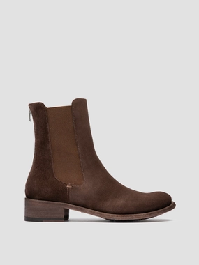 LISON 017 - Brown Suede Chelsea Boots Horse Riding Crisp Finish