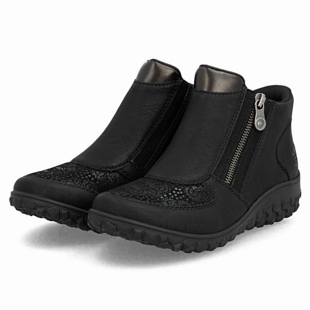 Rieker Bronia 58 Black Leather Bootie (Women's) Sunrise Hike