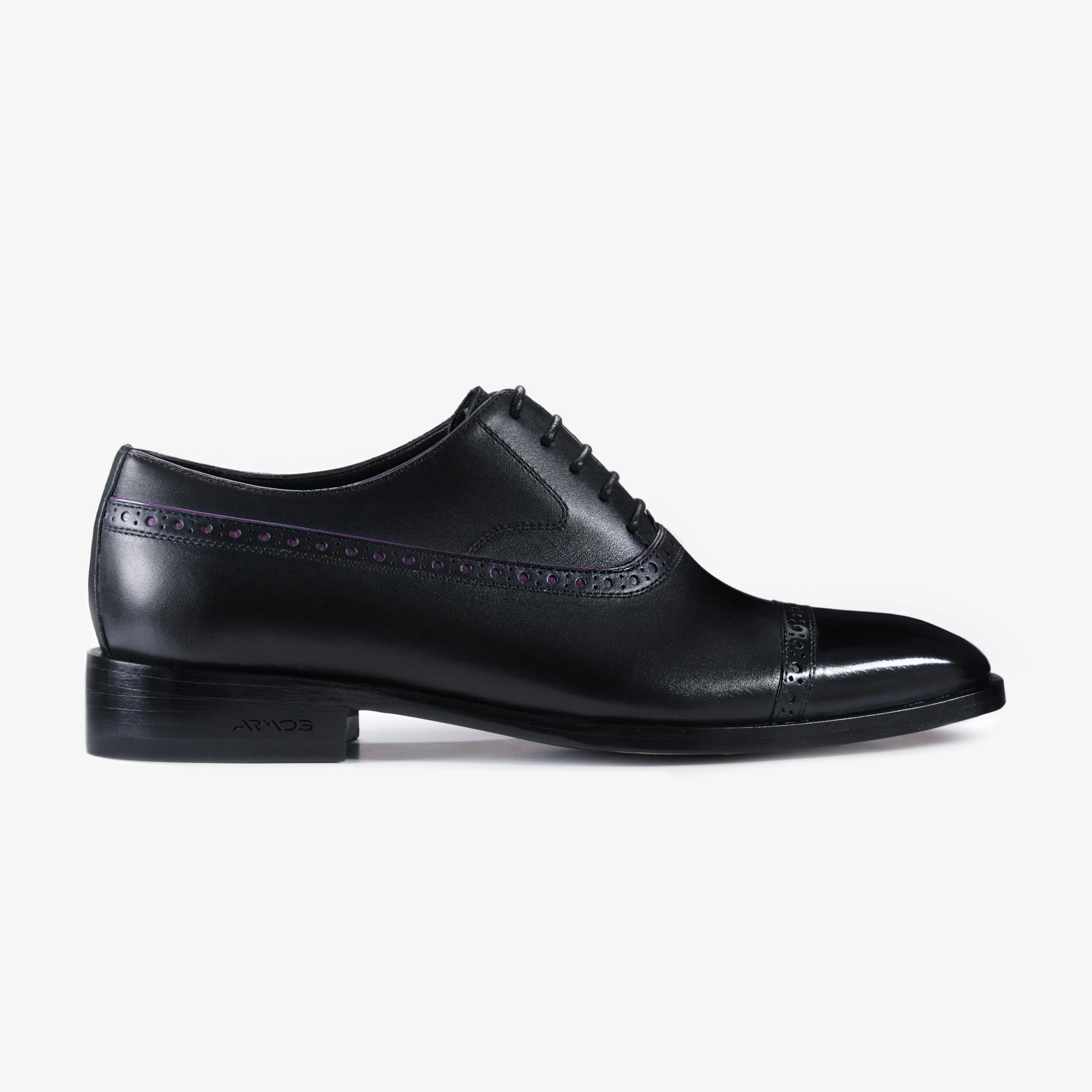 Star Shine Low-Drop Men's Black & Purple Leather Oxford