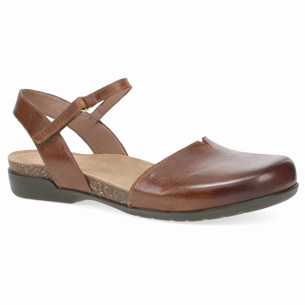 Dansko Rowan Tan Waxy Burnished Mary Jane (Women's) Heel Strap