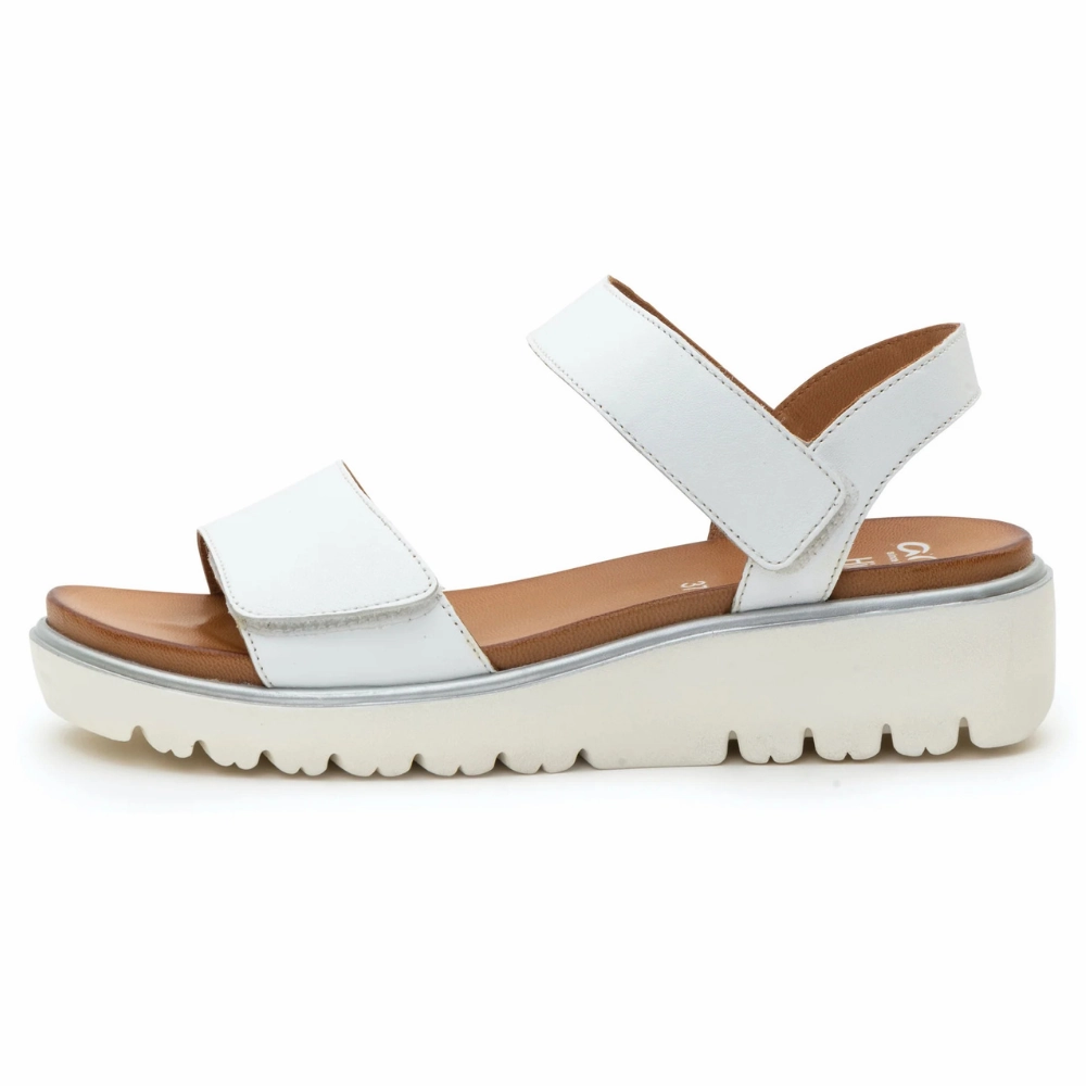 Ara Bellvue White Leather Platform Sandal (Women's) Contoured Arch Shape