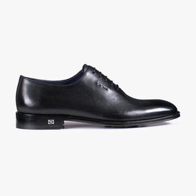 Men's Black Leather Oxford Lace-Up Cushioned Collar Padding Anti Odor Urban Stroll