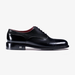 Men??s Black Oxford with Glossy Toe Cap Durable TPU Breathable City Adventure Bold Tone