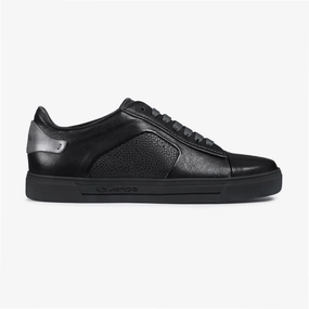 Double Stitched Men's Black Sneaker with Silver Inserts