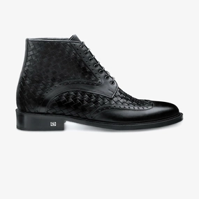 Responsive Midsole Men's Black Woven Leather Boot