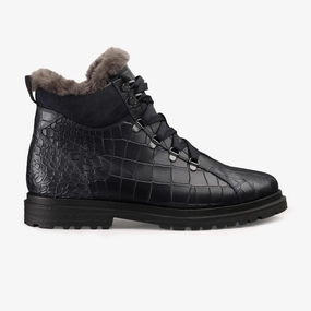 Mountain Path High Lift Men's Blue Croc-Print Boot with Fur Lining