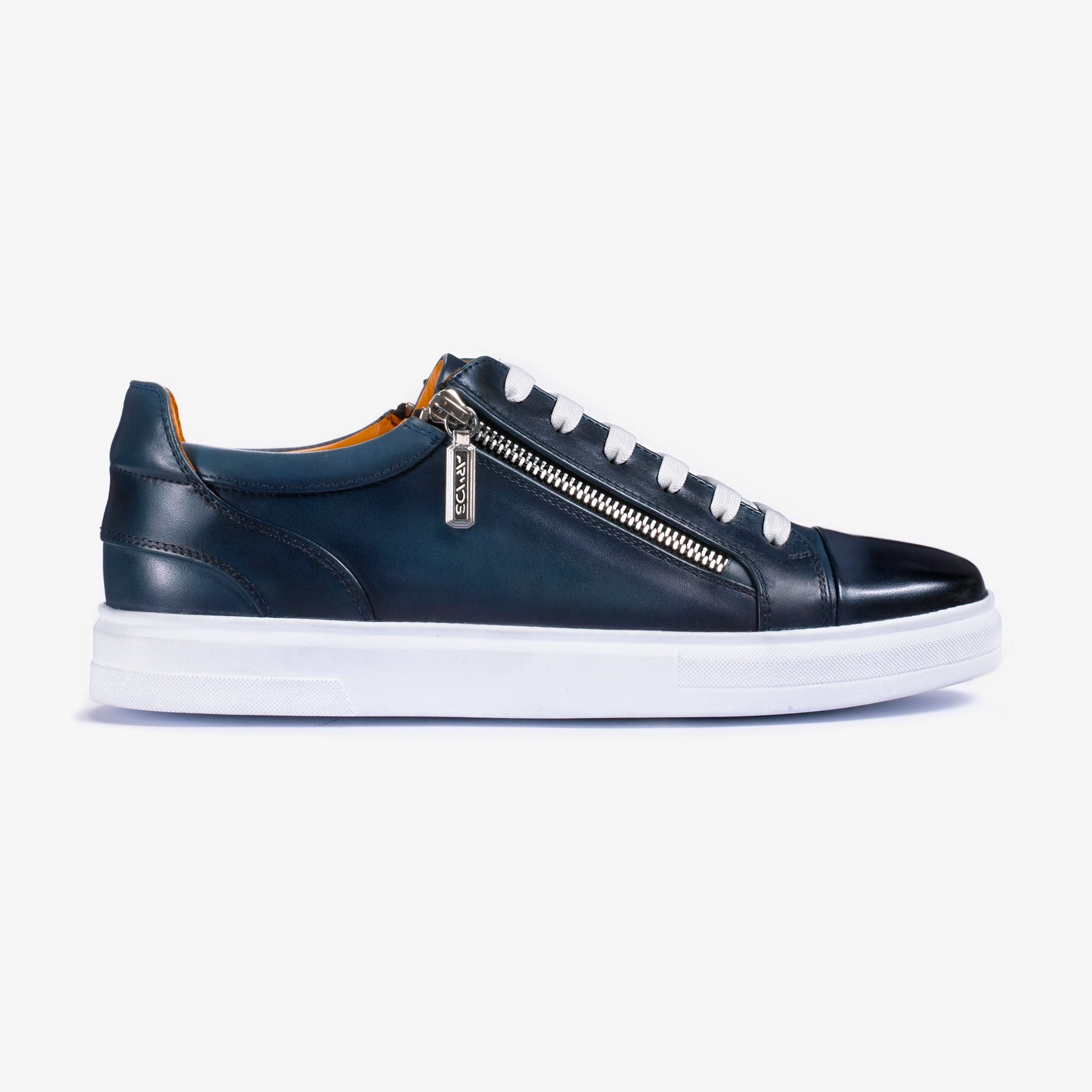 Stable Feel Strong Cushion Men's Blue Patina Leather Sneaker