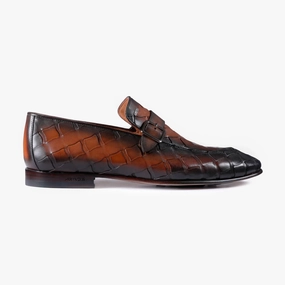 All-Purpose Comfort Men??s Brown Woven Single Monk Strap