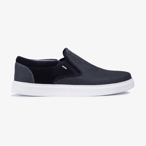 Vegan Material Options Matte Finish Men's Dark Gray Linen Slip-On Sneaker