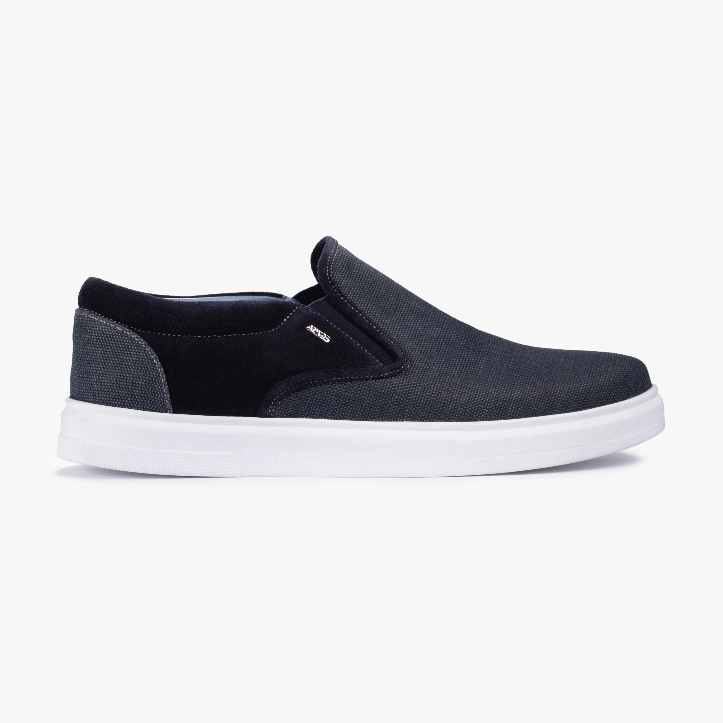 Vegan Material Options Matte Finish Men's Dark Gray Linen Slip-On Sneaker