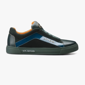 Ventilation Technology Men's Green Chess Pattern Leather Sneaker