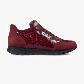 Urban Explorer Quick Run Men's Maroon Croc-Effect Leather Sneaker