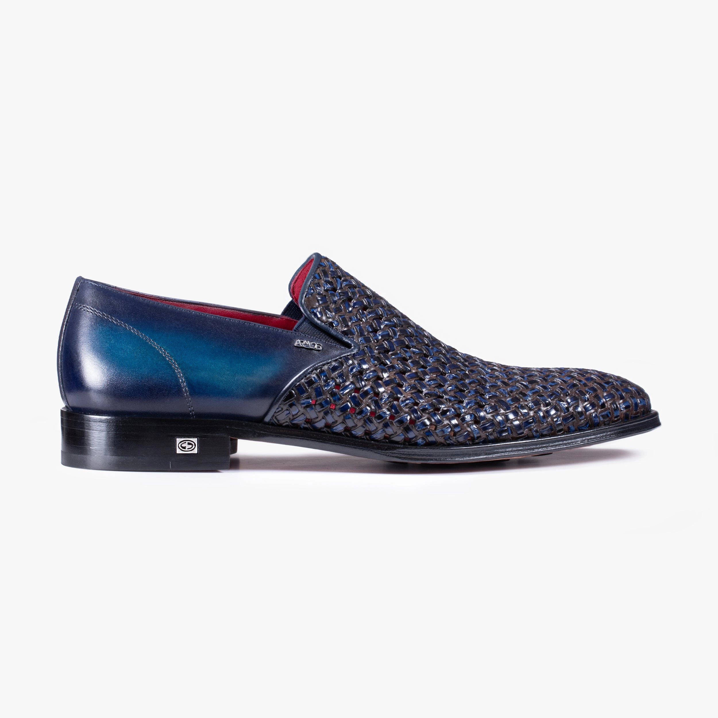 Music Spot Lane Men's Navy Blue Woven Leather Loafer