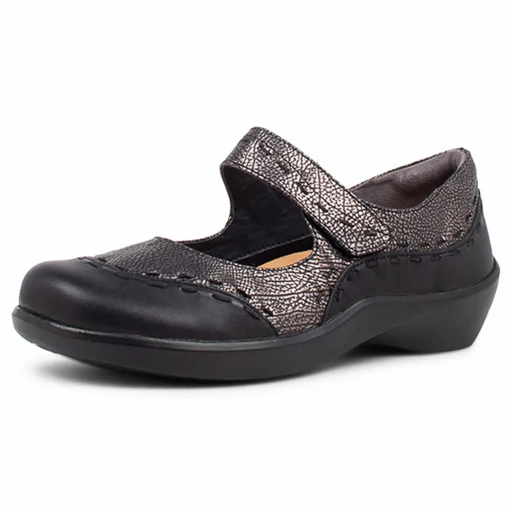 Nordic Ease Chic Walk Ziera Gummibear Black/Antique Pewter Mary Jane (Women's)
